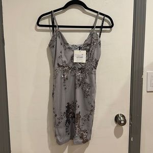 Grey sequin mini dress